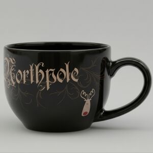 La Senza Northpole Black Reindeer Mug Gold Script Rudolph Oversized